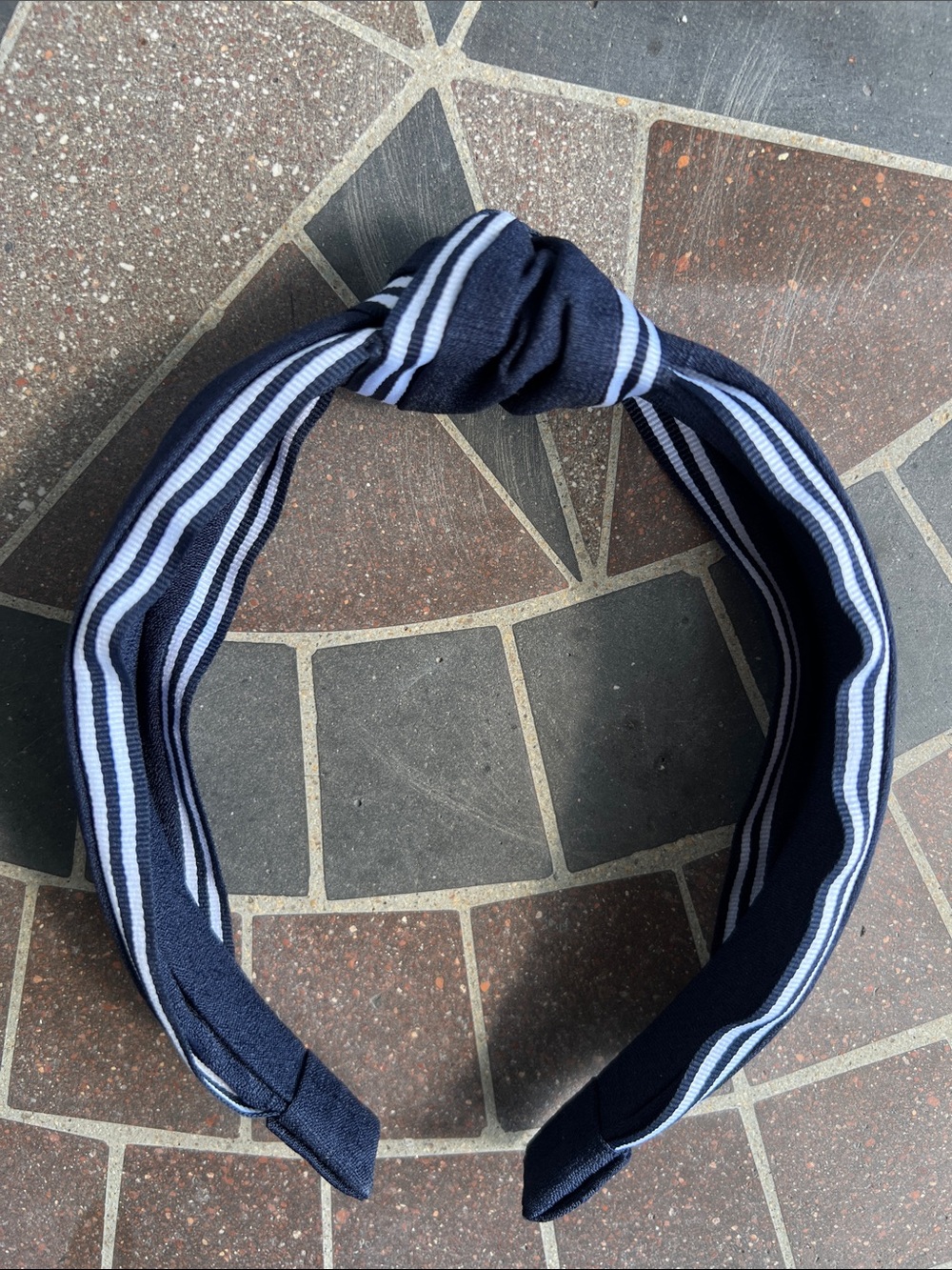 J. Crew Navy and White Striped Knotted Headband